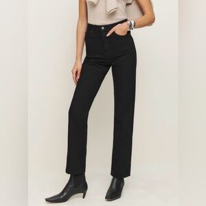 Reformation Cynthia High Rise Straight Jean Black 25P